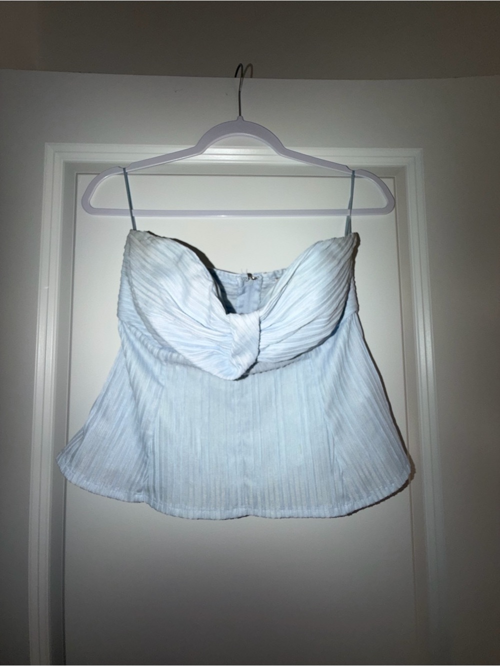 Francesca's Collections Light Blue Pleated Strapless Bustier Camisole